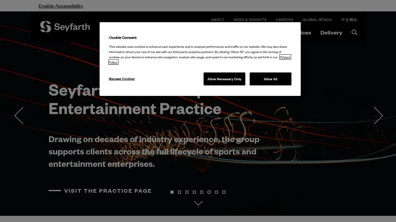 Screenshot of the Seyfarth Shaw website, a leading resource for employment law insights and reports.