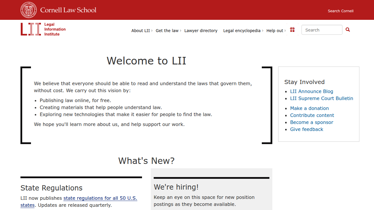 Visit the Legal Information Institute at Cornell Law School, a comprehensive resource for legal definitions and insights.