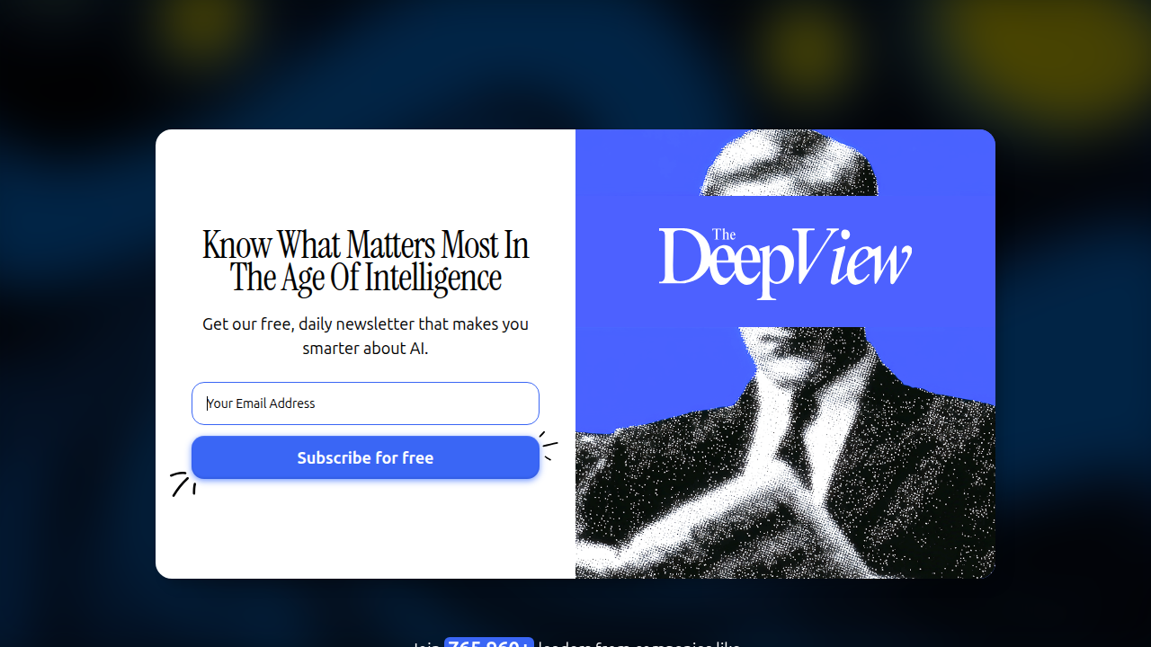 The Deep View Newsletter homepage, offering updates on legal technology and AI.