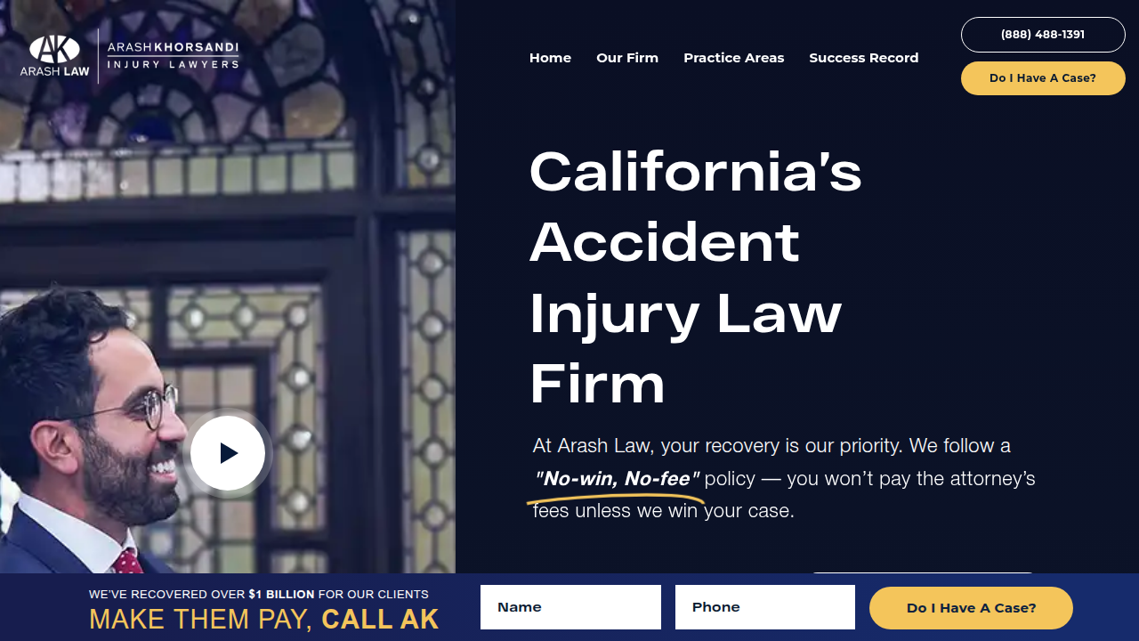 Arash Law website, providing information on legal terms like "Esquire" and legal services.