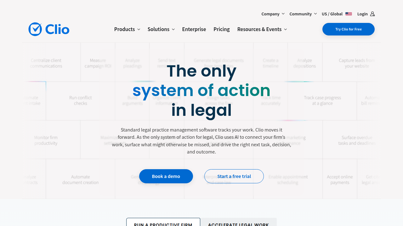 Clio's platform centralizes case management, billing, and client communication for legal professionals.