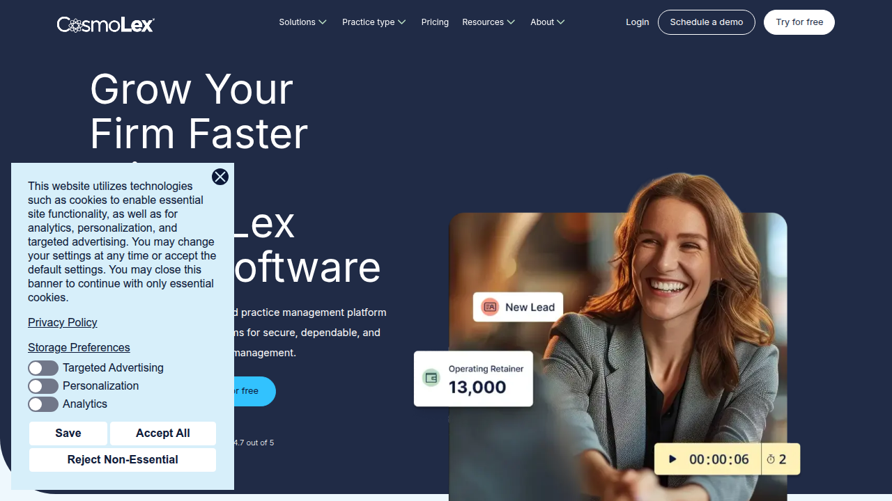 CosmoLex provides resources and software for law firm management, including discussions on retainer agreements.