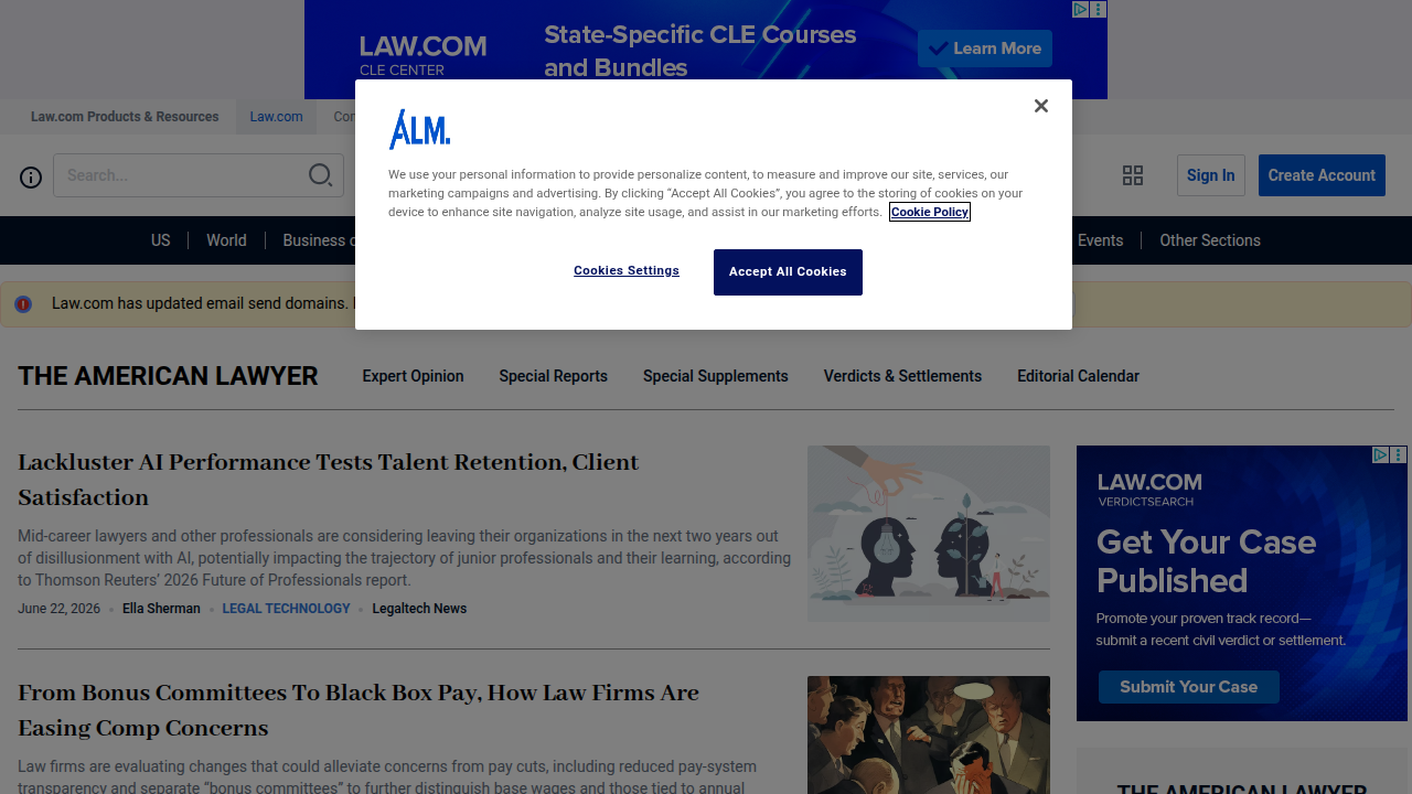 Visit The American Lawyer's website, the official publisher of the annual AmLaw 200 rankings and legal industry news.
