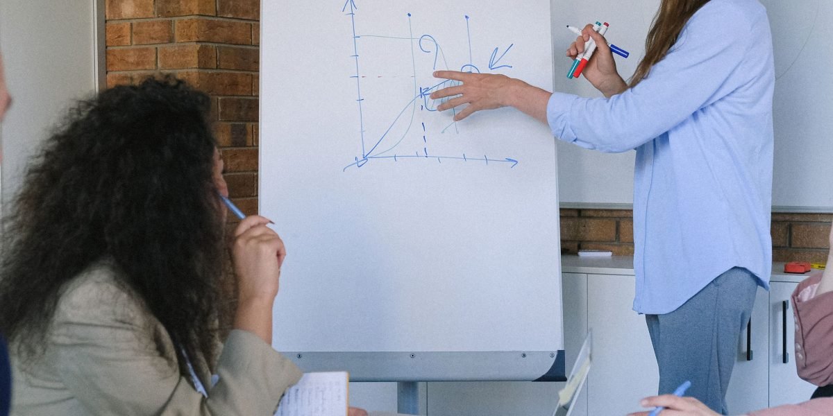 A legal team collaborating and planning their research strategy on a whiteboard.