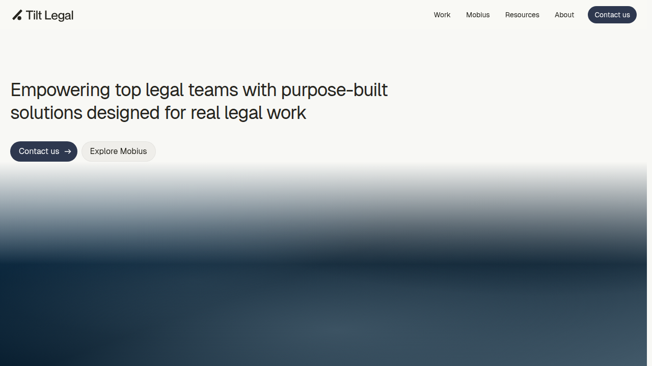 Tilt Legal's website, a resource for legal operations, highlighting modern approaches to legal provider selection.
