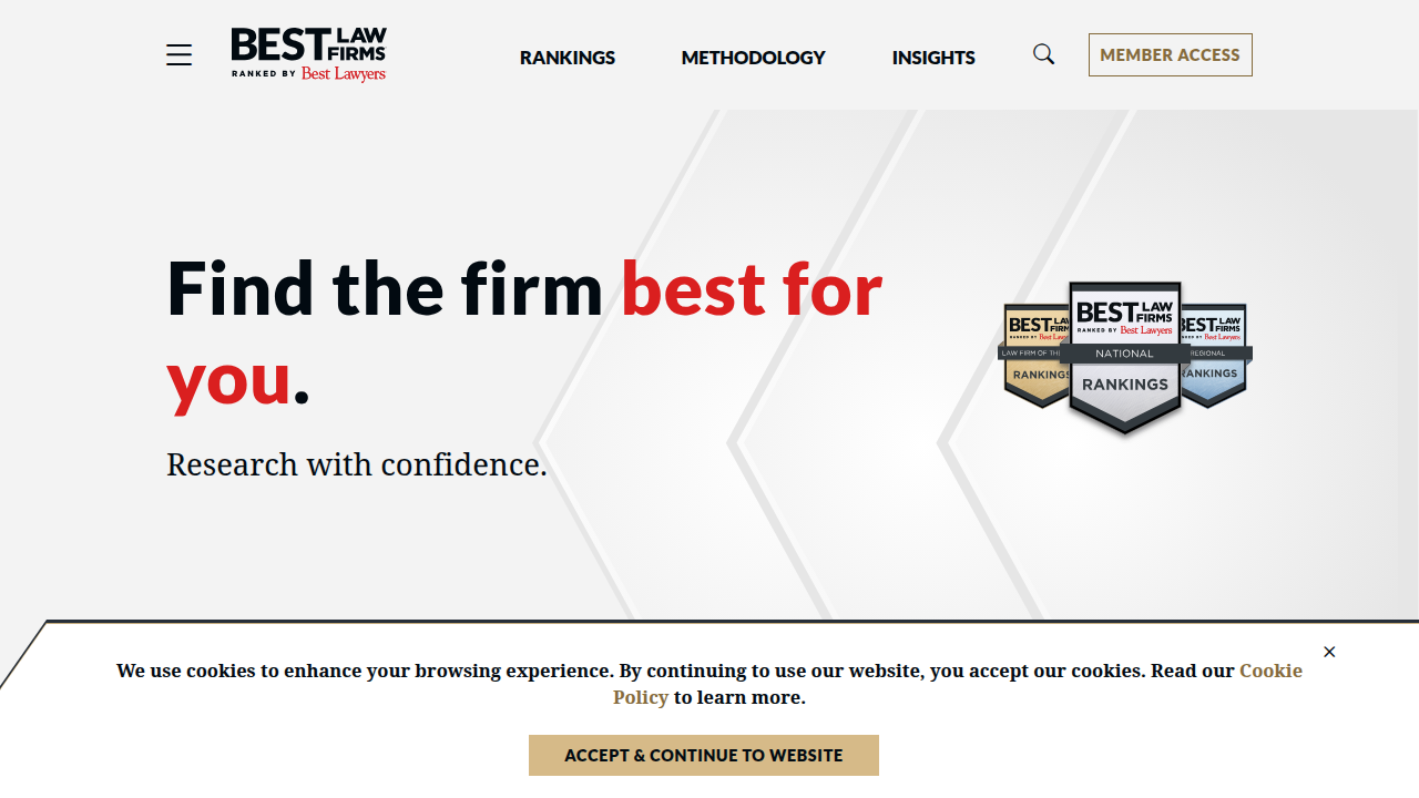 The Best Law Firms website, a prominent source for editorial rankings and legal firm recognition.