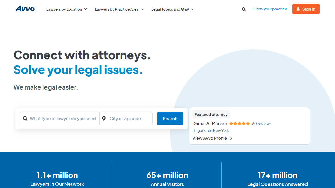 Avvo, a popular online resource for finding and reviewing attorneys.