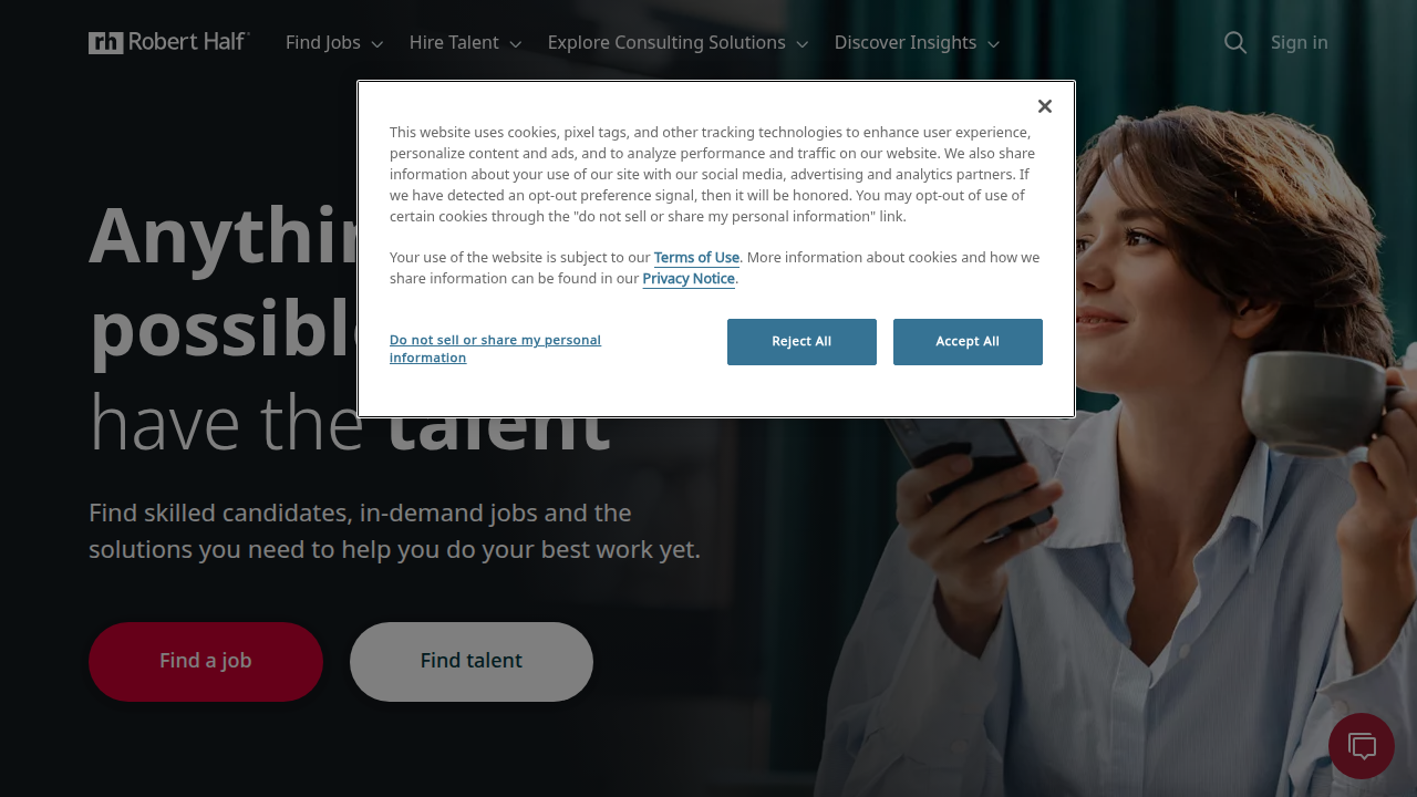The insights section of Robert Half's website, a resource for legal job market trends and in-demand skills for professionals in 2026.