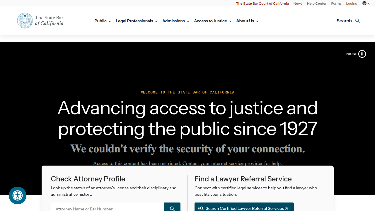 The California Bar website provides official attorney license and disciplinary information.