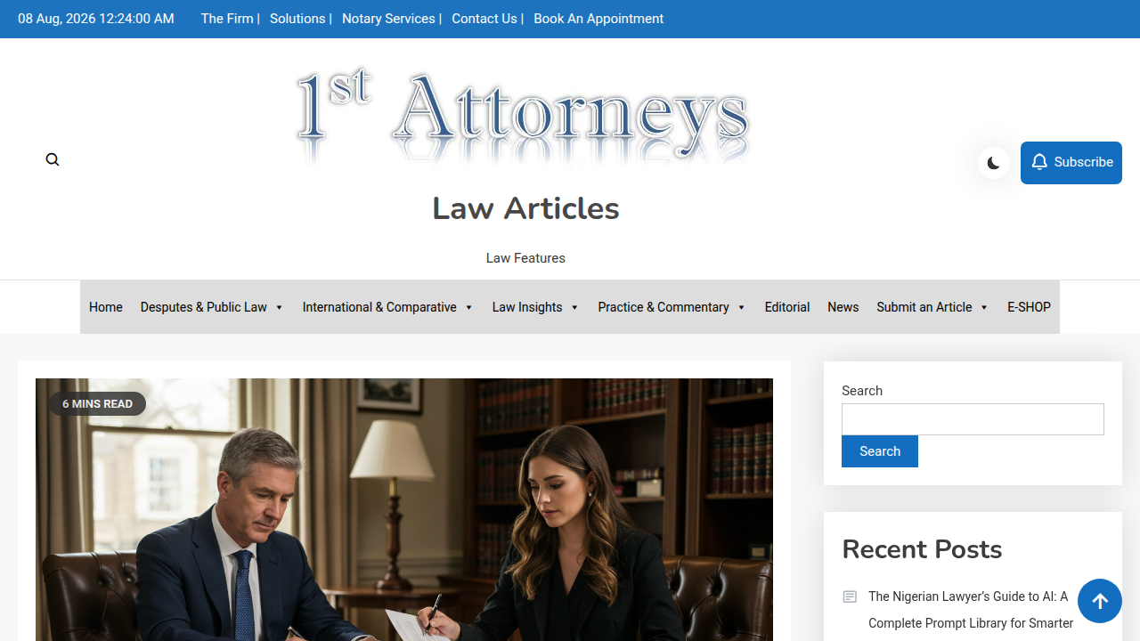 Screenshot from the 1st Attorneys blog, detailing the distinctions between barristers and solicitors in various international jurisdictions.