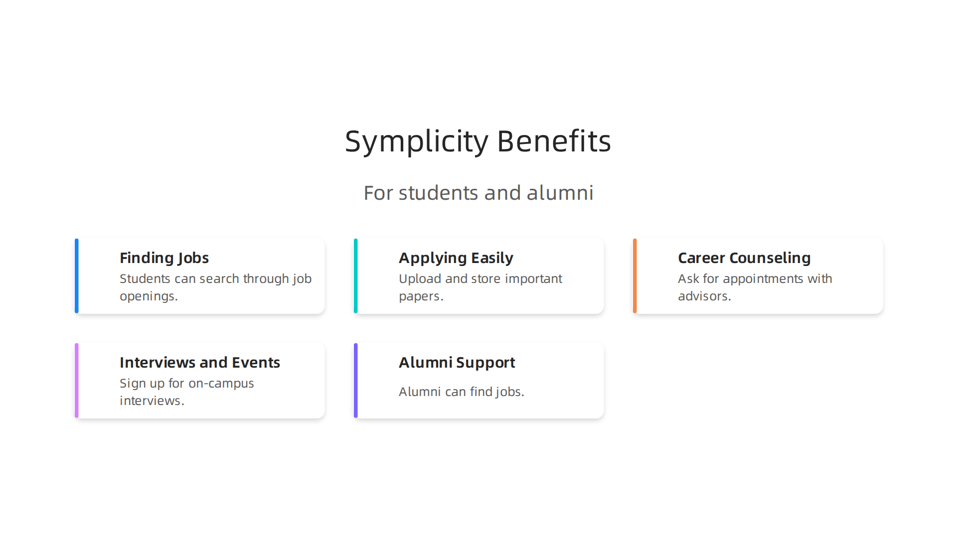 An overview of how Symplicity supports law students and alumni in their career development and job search.