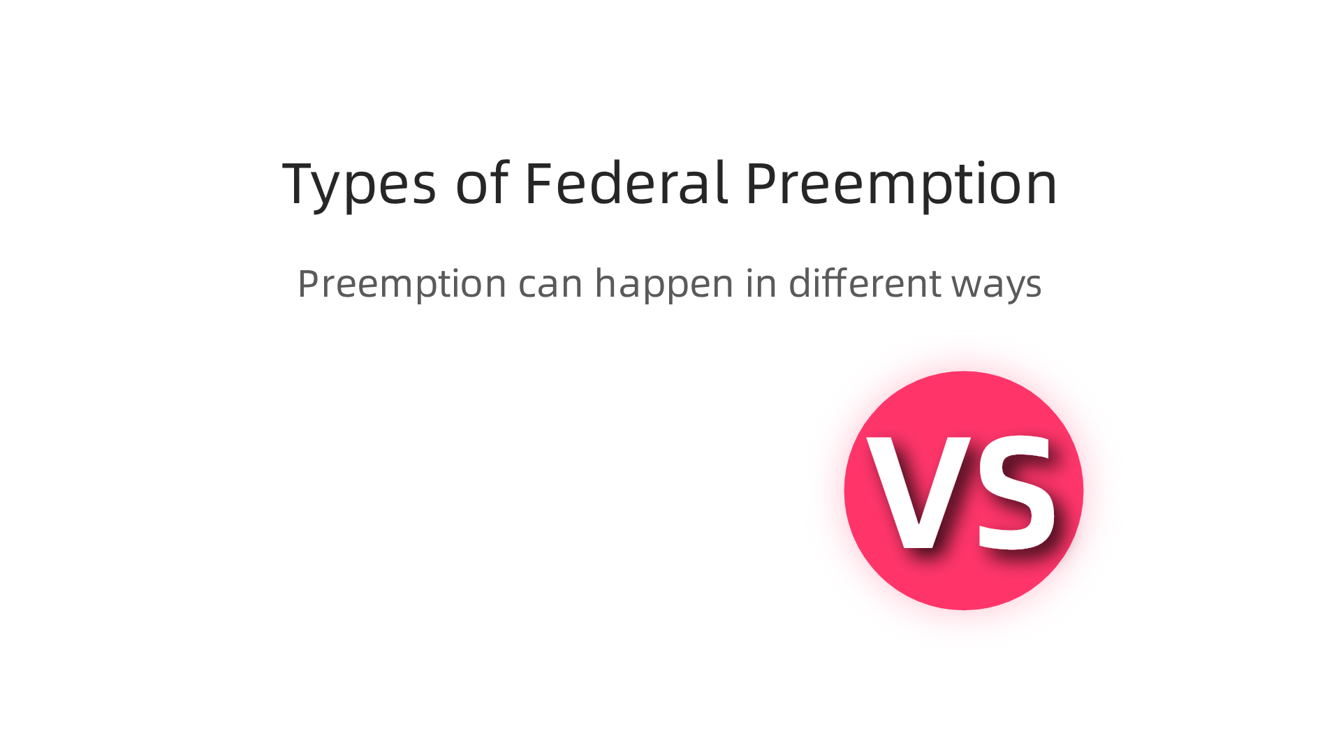 An infographic outlining the two main types of federal preemption: express preemption and implied preemption.